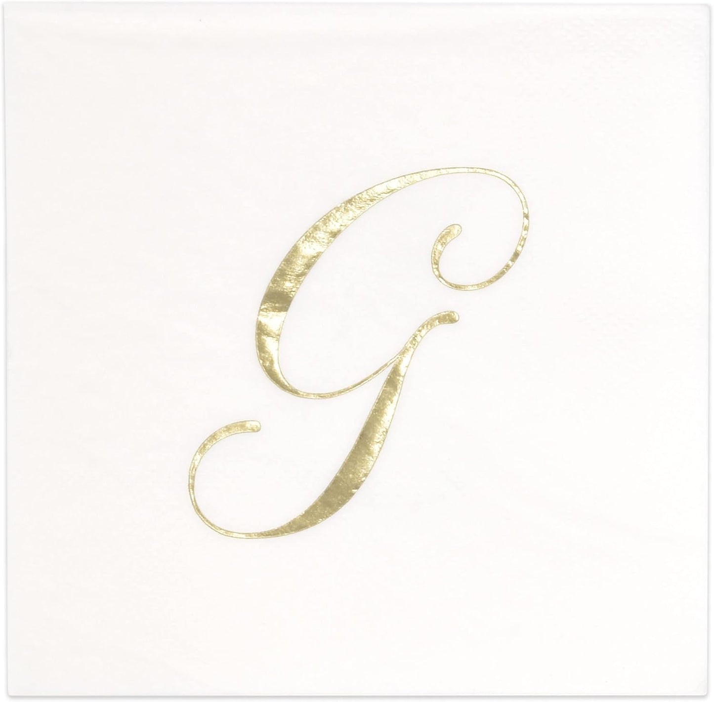 Gift Boutique 100 Gold Monogram Cocktail Napkins Letter G Disposable Paper Pack Elegant Metallic Golden Foil Hand Napkin for Powder Room Wedding Holiday Birthday Party Baby Shower Decorative Towels