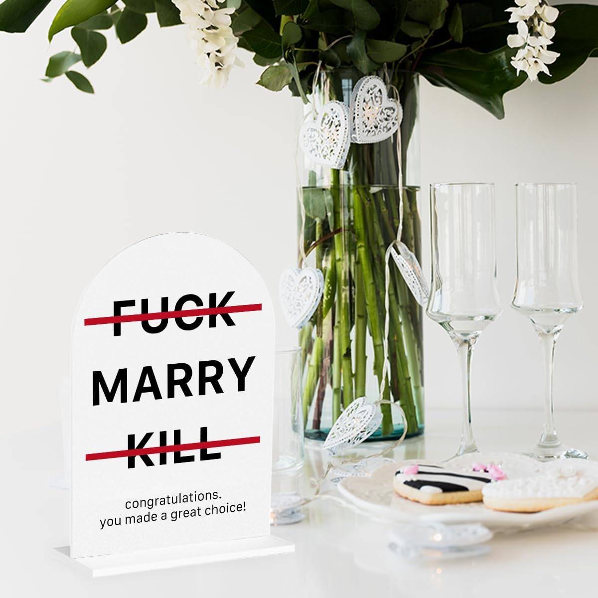 Funny Wedding Gifts for Newlyweds Couples Bridal Shower Gifts for Bride and Groom Bride to be Gift Marriage Engagement Gift Clear Acrylic Desk Decor Sign for Home Office 7 x 5 Inches