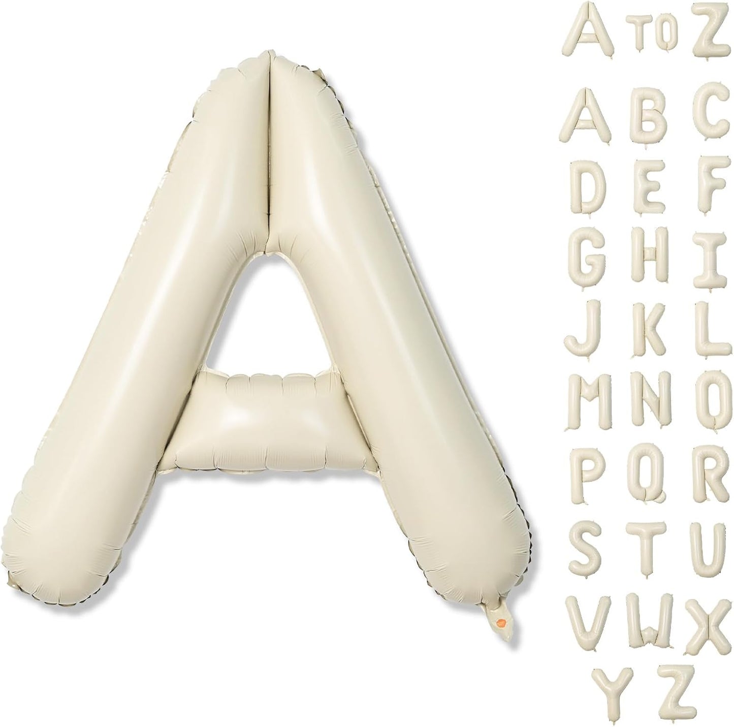 Cream A Letter Balloons, 40 Inch Alphabet Foil Name Beige, Large Self Inflating Letters A, White Sand Mylar Helium Custom for Girls Birthday Party Baby Shower Decoration