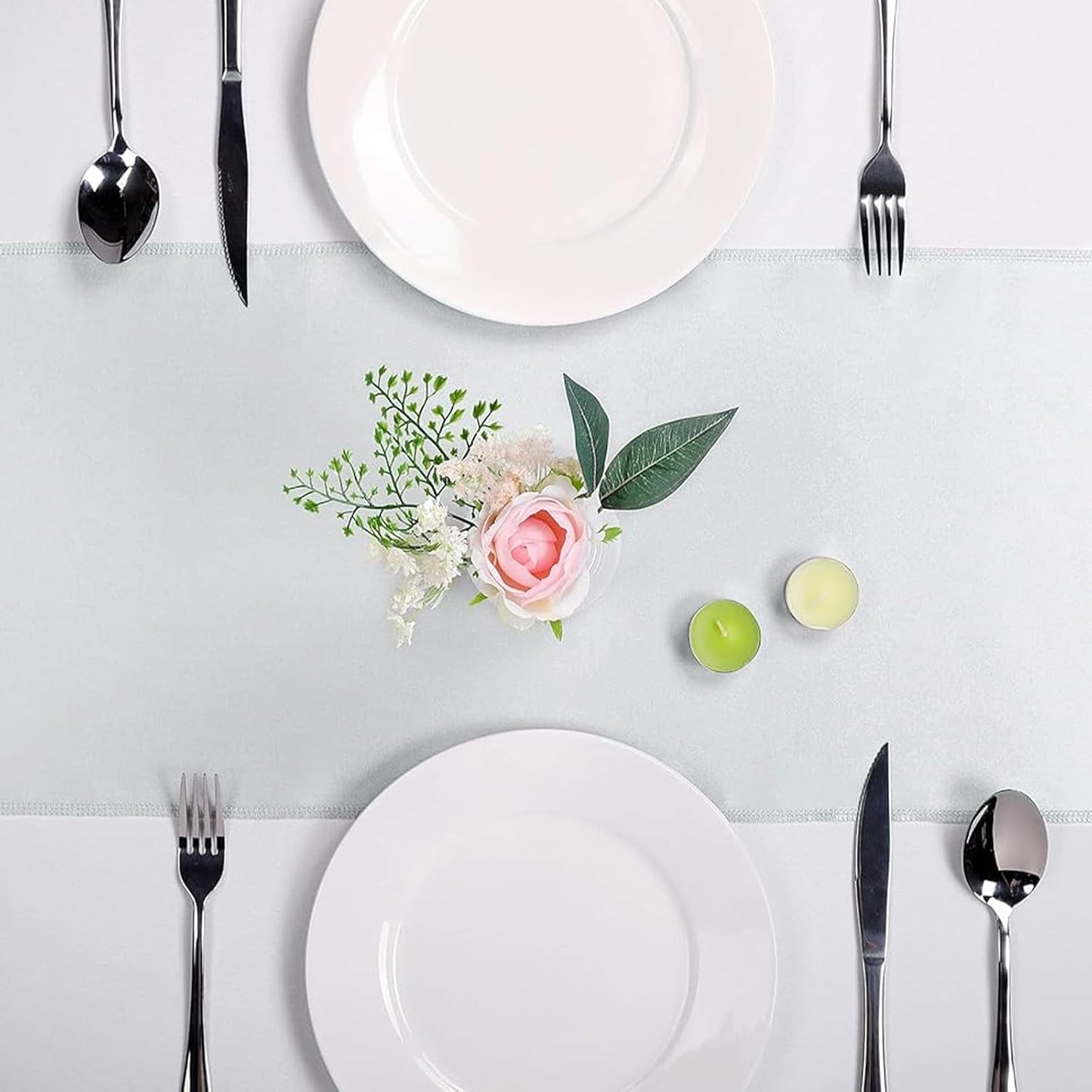 15-Pack Satin Table Runner Silver 12 x 108 inches Long, Table Runners for Wedding, Birthday Parties, Banquets Decorations（15 Pack, 12x108 Inch, Silver）