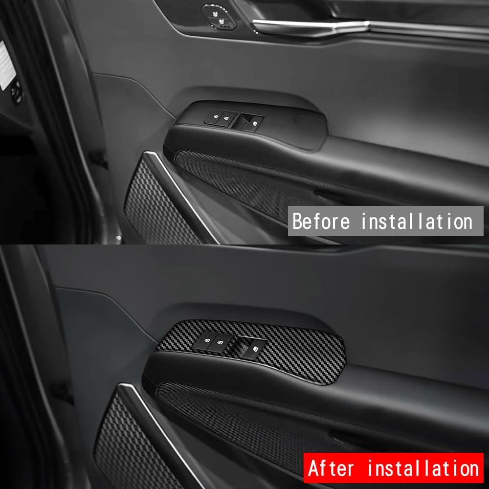 4pcs Carbon Fiber Style Front Rear Doors Window Glass Lift Switch Panel Cover Decorative Sticker Protection Car Interior Accessories for 2023-2025 KIA EV9 KT15