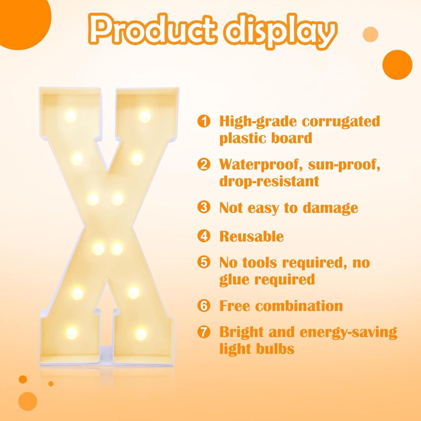 4ft Marquee for Letters X, Large Light up Letters, Multifunctional Large Marquee for Letters 4 Feet Tall for Party Decorations, Letter Balloons, Wedding Decor, Proposal Decorations (Letters X)