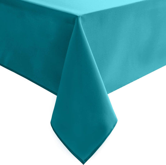 Hiasan Small Tablecloth for Square Tables - Waterproof and Spillproof Washable Fabric Table Cloth for Dining Room Spring Party (Turquoise, 40 x 40 Inch)