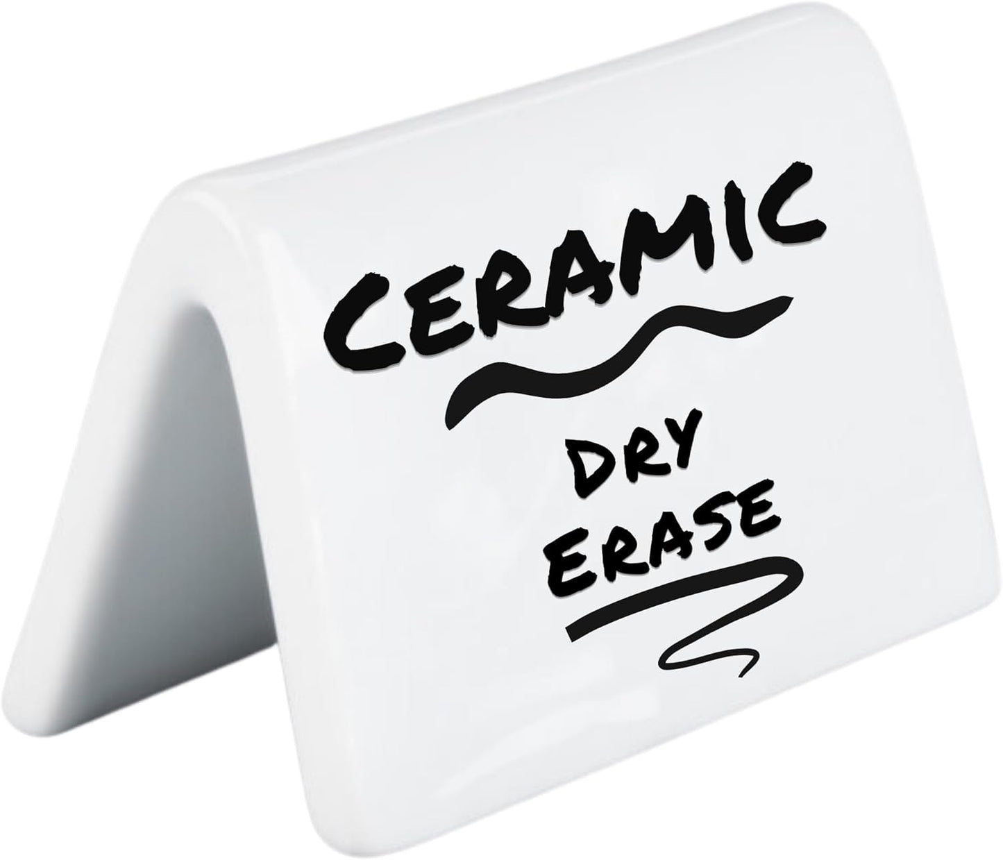 Double Sided Ceramic Dry Erase Table Tent Sign White - 3-1/2"x2" - Reusable Tabletop Setting. Great for Wedding, Birthday, Picnic, Banquet, Buffet, Bakery, Party, Events, Message Board - 4 PK