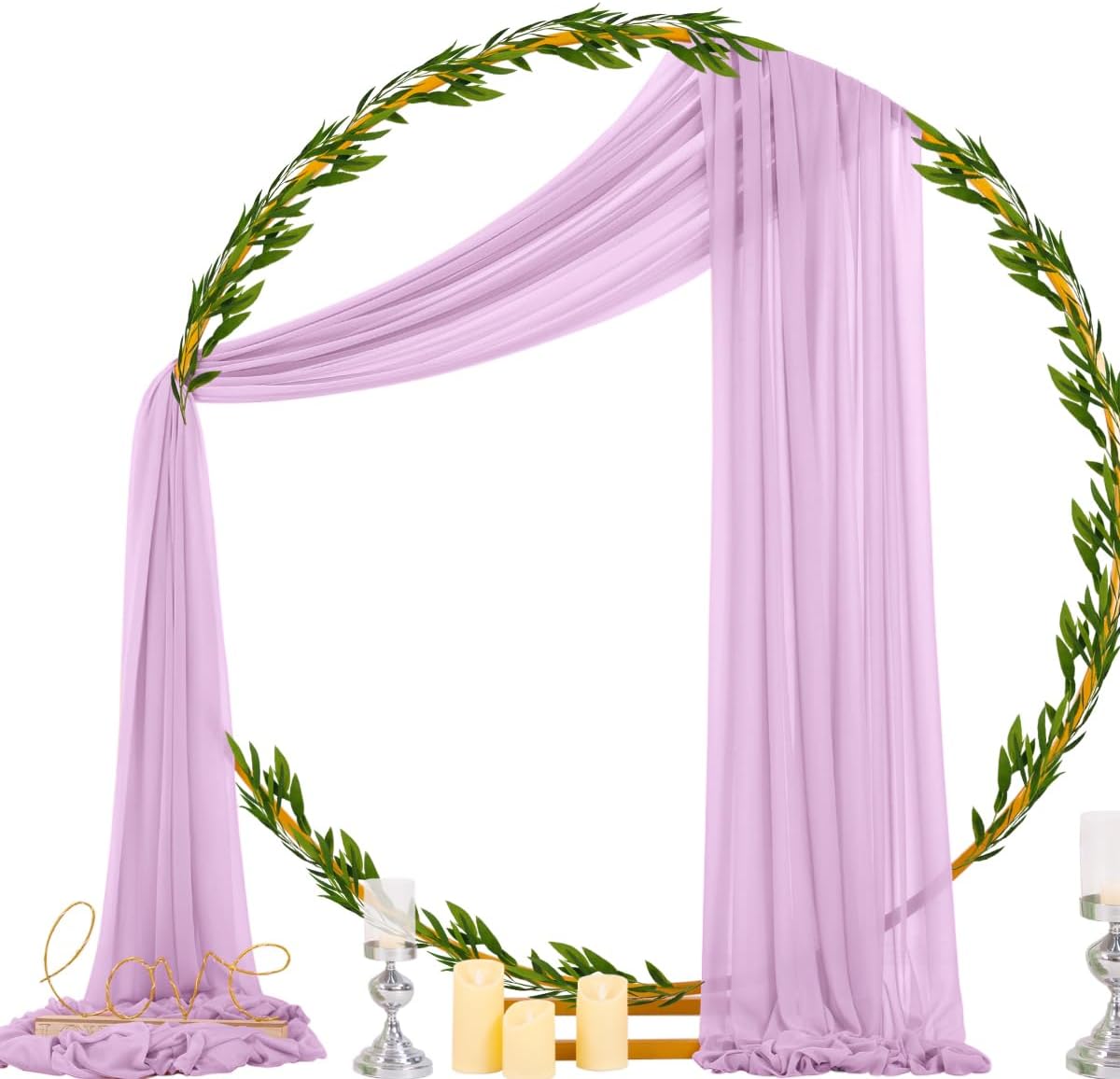 Socomi Lilac Purple Wedding Arch Draping Fabric 29" x 20Ft 2 Panels Sheer Outdoor Curtain Drapes Extra Long for Bridal Baby Shower Ceremony Birthday Party Decor