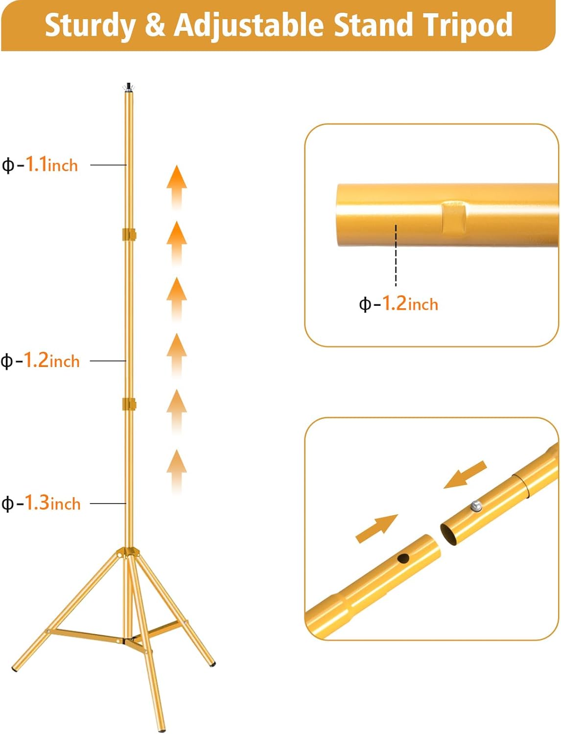 10ft x 7ft - Titanium Gold Adjustable Photography Backdrop Support System Photo Video Studio Background Stand Kit with Carry Bag for Portrait & Studio Photography