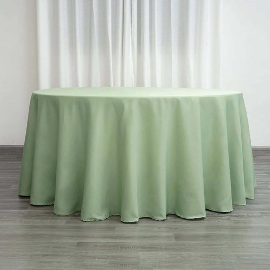 Efavormart Round Tablecloth, 132 Inch Stain & Wrinkle Resistant Washable Table Cloth, Decorative Polyester Fabric Table Cover for Banquet, Wedding, Dining- Sage Green