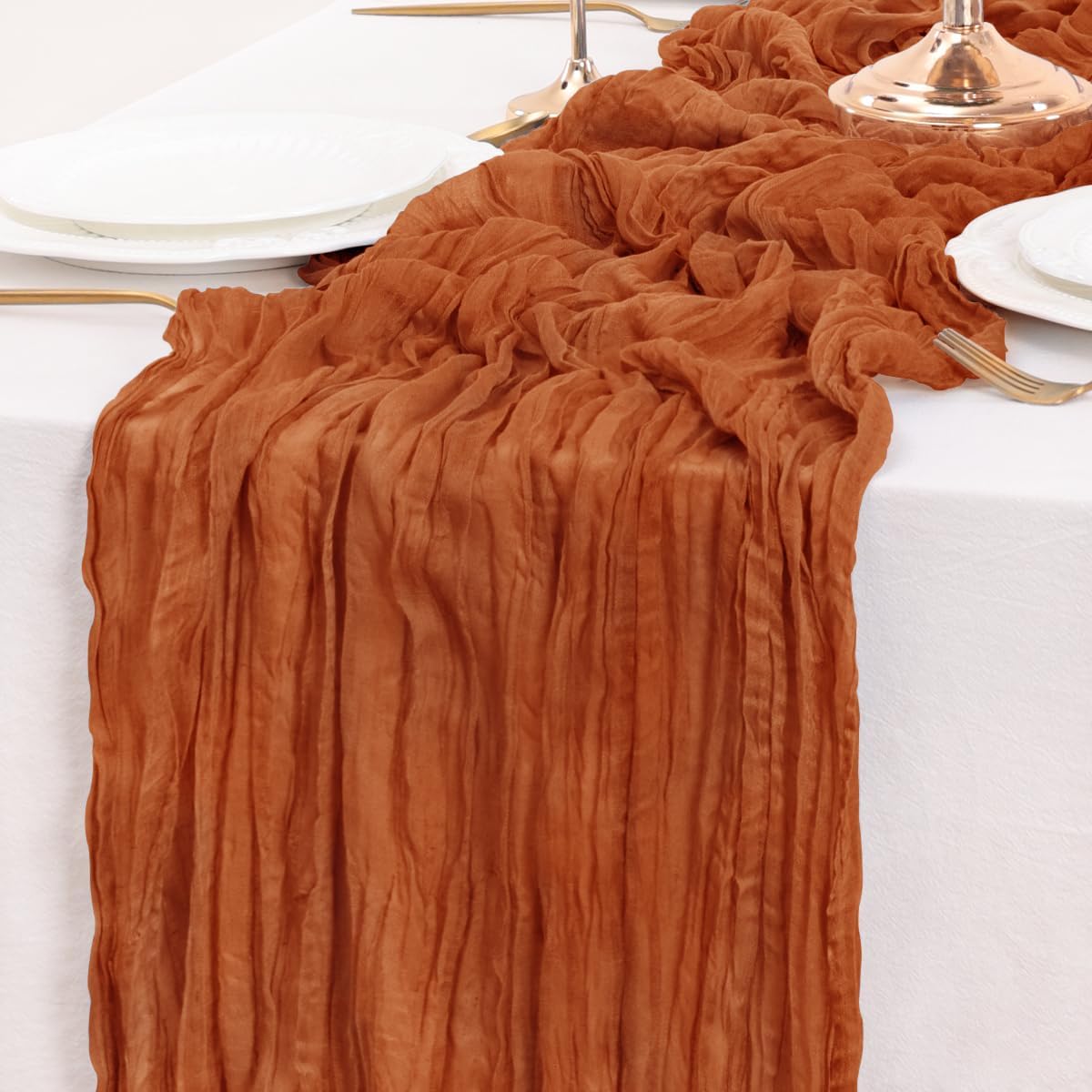 Terracotta Table Runner Cheesecloth Table Runner 14FT Farmhouse Table Runners 160 Inches Fall Table Decor Dining Room Centerpiece Wedding Boho Baby Shower Birthday