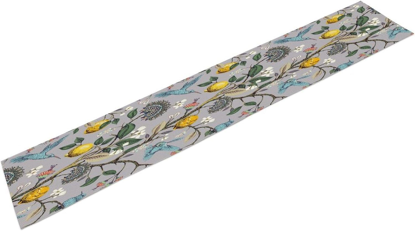 Table Runner with Flowers and Birds, Spring Plant Flowers Table Decoration Linen Table Runner Family Party Party Decorations 13x36 Inches