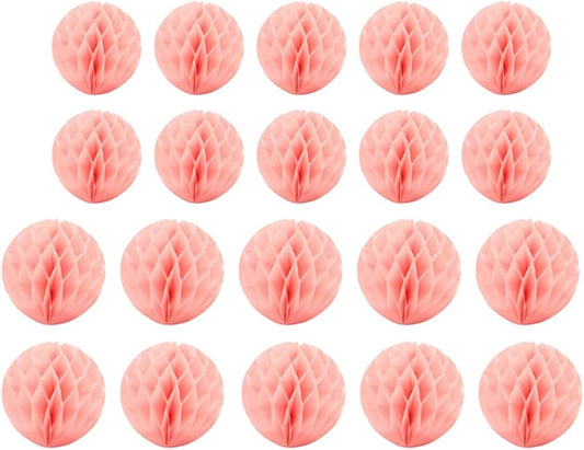 20pcs Honeycomb Flower Balls Party Honeycomb Balls Decoration Paper Flower Balls Tissue Paper Flower Ball Pom Poms Ball for Birthday Wedding Home Decor (3inch+6inch, Peach)