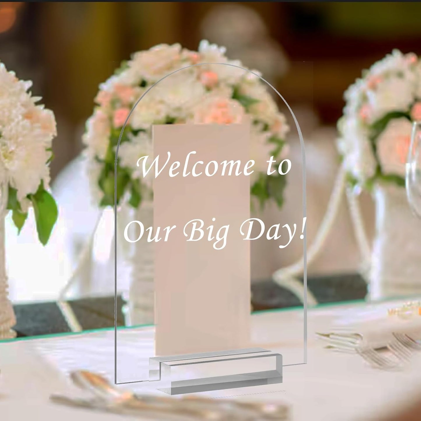 6 Pack 8x10 Inch Clear Arch Acrylic Sign with Stands, Blank Table Signs, Arched Round Top Acrylic Sheet, DIY Arch Signs Blank for Wedding Table Number Menu Bar List Sign
