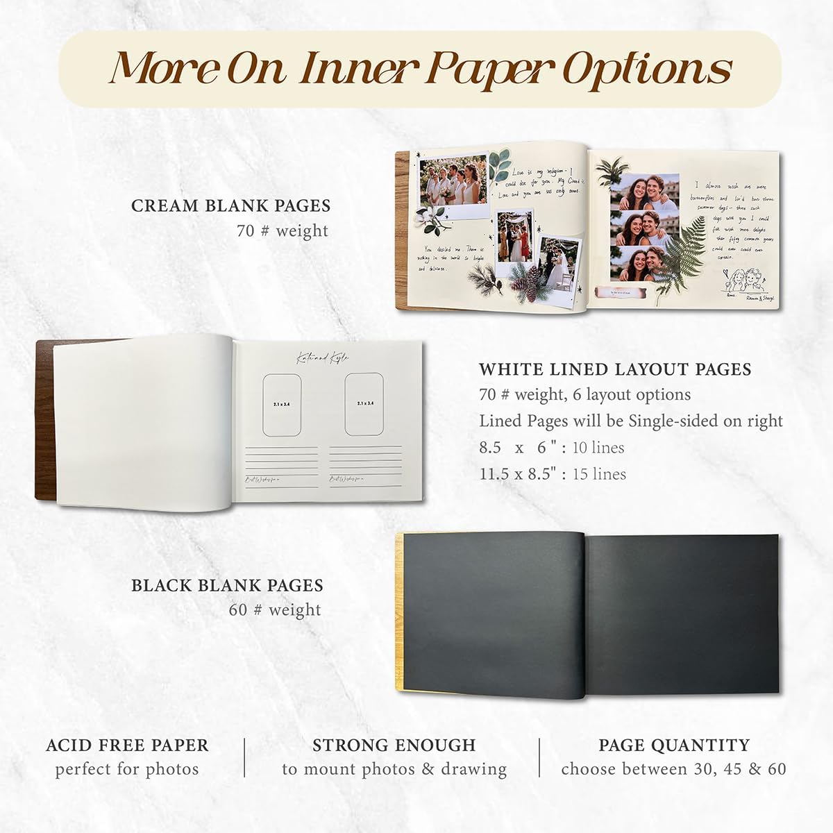 Personalized Wooden Wedding Guest Book, Custom Reception Sign Wooden Guestbook, Wedding Anniversary Birthday Decoration Supplies, Ideal for Photo Wedding Album, Photobooth Guestbook (Dark Walnut)