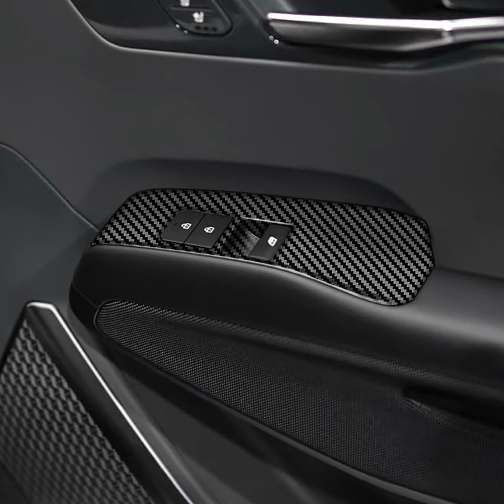 4pcs Carbon Fiber Style Front Rear Doors Window Glass Lift Switch Panel Cover Decorative Sticker Protection Car Interior Accessories for 2023-2025 KIA EV9 KT15