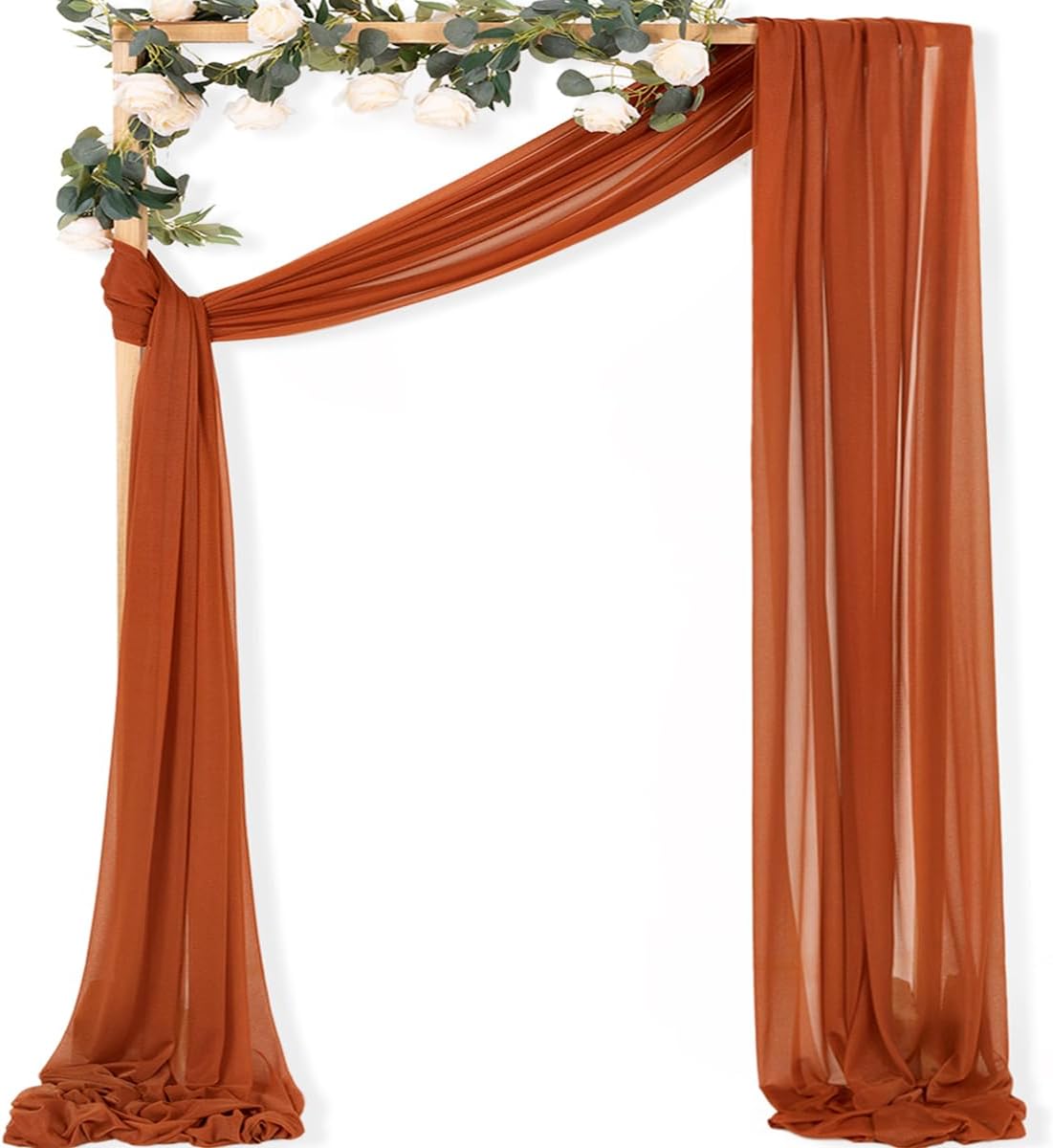 MLMC Terracotta Wedding Arch Draping Fabric 1 Panel 29" x 20 FT Extra Long Gauze Drapes Sheer Backdrop Curtains 6.6 Yards Outdoor Drapery Panels for Wedding Ceremony Party Ceiling Decoration