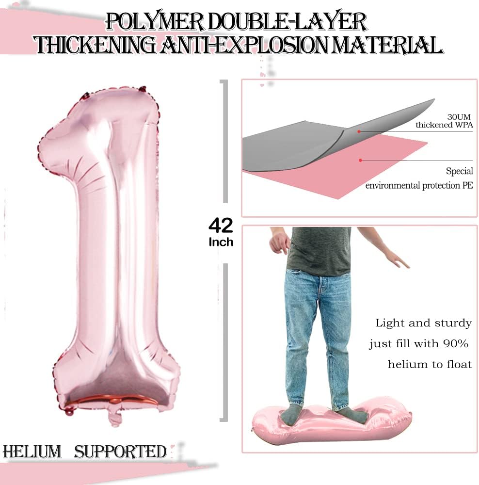 GOER Number 16 Balloons for 16th Birthday Sweet 16 Party Decorations,42 Inch Jumbo Foil Helium 61 Balloons for 61st Birthday Party Decoration (Rose Gold)