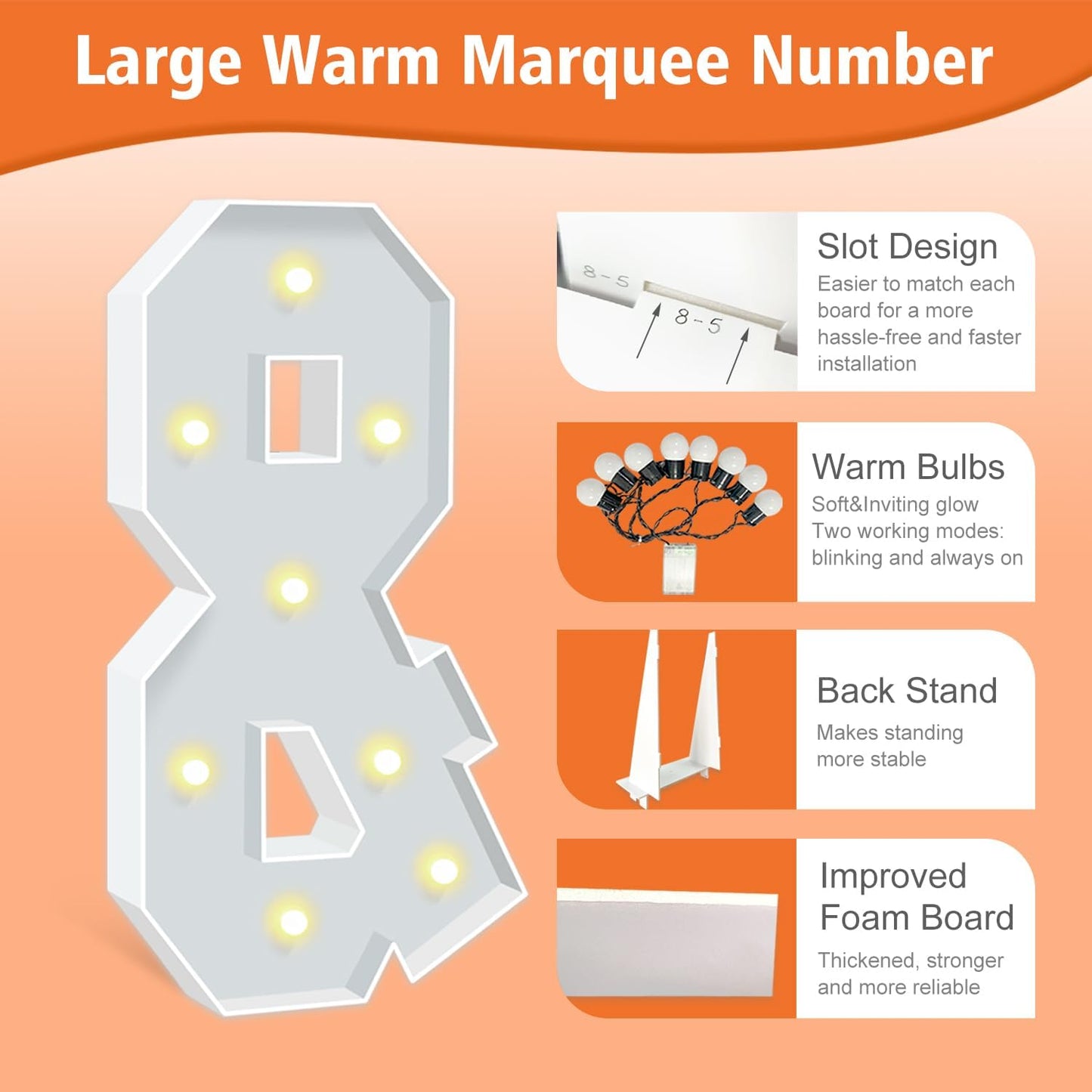 3FT Marquee Light Up Letters Sign &, Big Mosaic Balloon Frame Letter for Party, 3 Feet Tall Giant Letter Sign for Balloons Birthday Anniversary Engagement Wedding Decorations