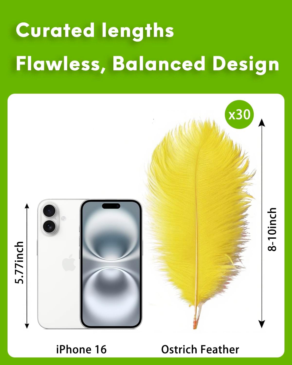 NEWONG 30pcs Yellow Ostrich Feathers Natural Bulk 8-10in（20-25cm） Vase Craft Wedding Home Party Centerpieces Christmas Day Decoration