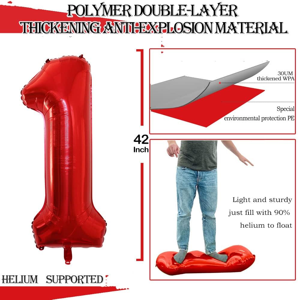 GOER Number 18 Balloons for 18th Birthday Sweet 18 Party Decorations,42 Inch Jumbo Foil Helium 81 Balloons for 81st Birthday Party Decoration (Red)