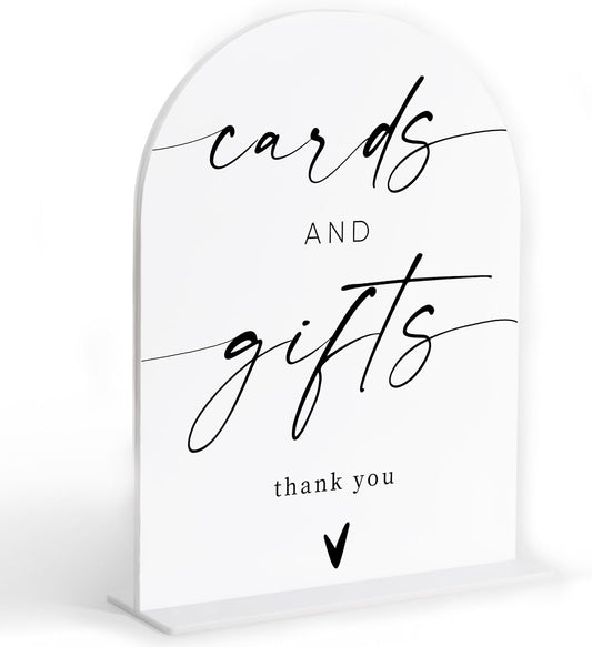 Cards and Gifts Sign, White Arch Acrylic Wedding Sign, Wedding Favors for Guests, Bridal Shower Decor, Engagement Party Decor, Centerpiece Table Decorations Party for Bride and Groom-2