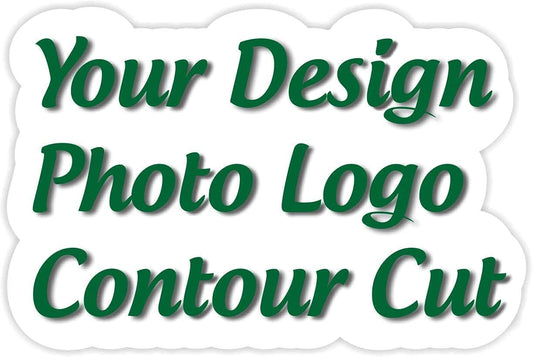 avgrafx 120 Custom Personalized Stickers Labels Vinyl Waterproof Made USA, Any Name,Text, Image, Logo 2" Contour Cut