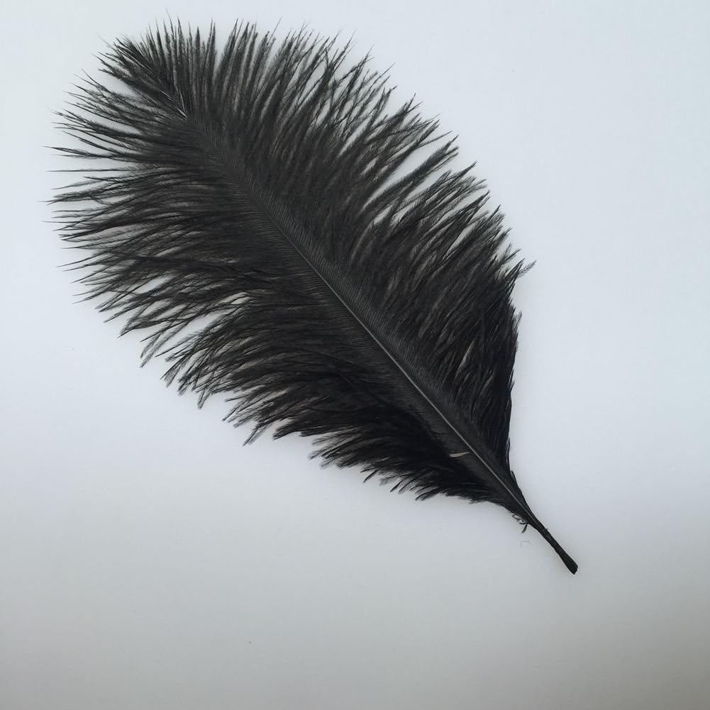 Sowder 10-12inch(25-30cm) Ostrich Feathers Plume for Wedding Centerpieces Home Decoration Pack of 10pcs(Black)