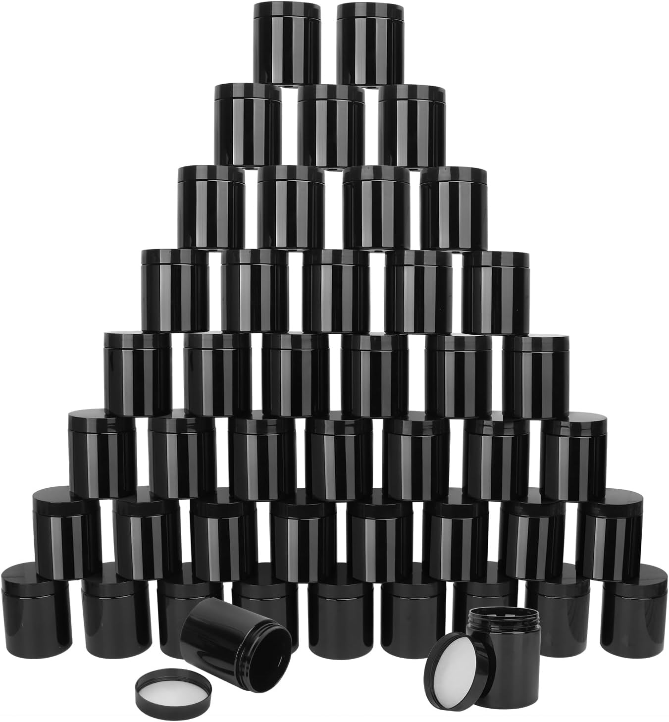 47 Packs 8 oz (250 ml) Black Plastic Jars with Lids, Plastic jars with Lids for Beads, Rhinestones, Sequins Cosmetics, Lotion, Cream, Ointments and More by KUKLIPJIM