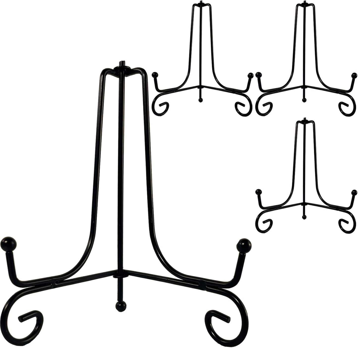 4PCS Premium Black Iron Plate Stands for Display 6 Inch, Decorative Solid Metal Plate Holders for Displaying, Mini Easel, Frame, Book, Card, Plaque, Bowl, Picture Stands for Display