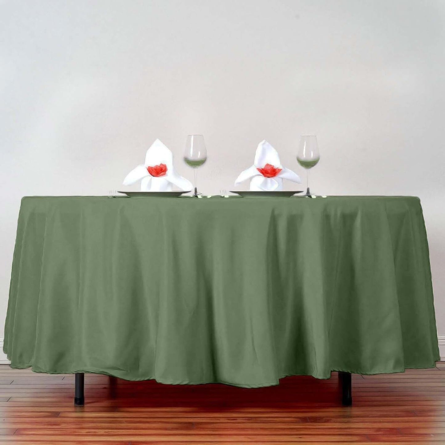 Efavormart Round Tablecloth, 108 Inch Stain & Wrinkle Resistant Washable Table Cloth, Decorative Polyester Fabric Table Cover for Banquet, Wedding, Dining- Willow Green