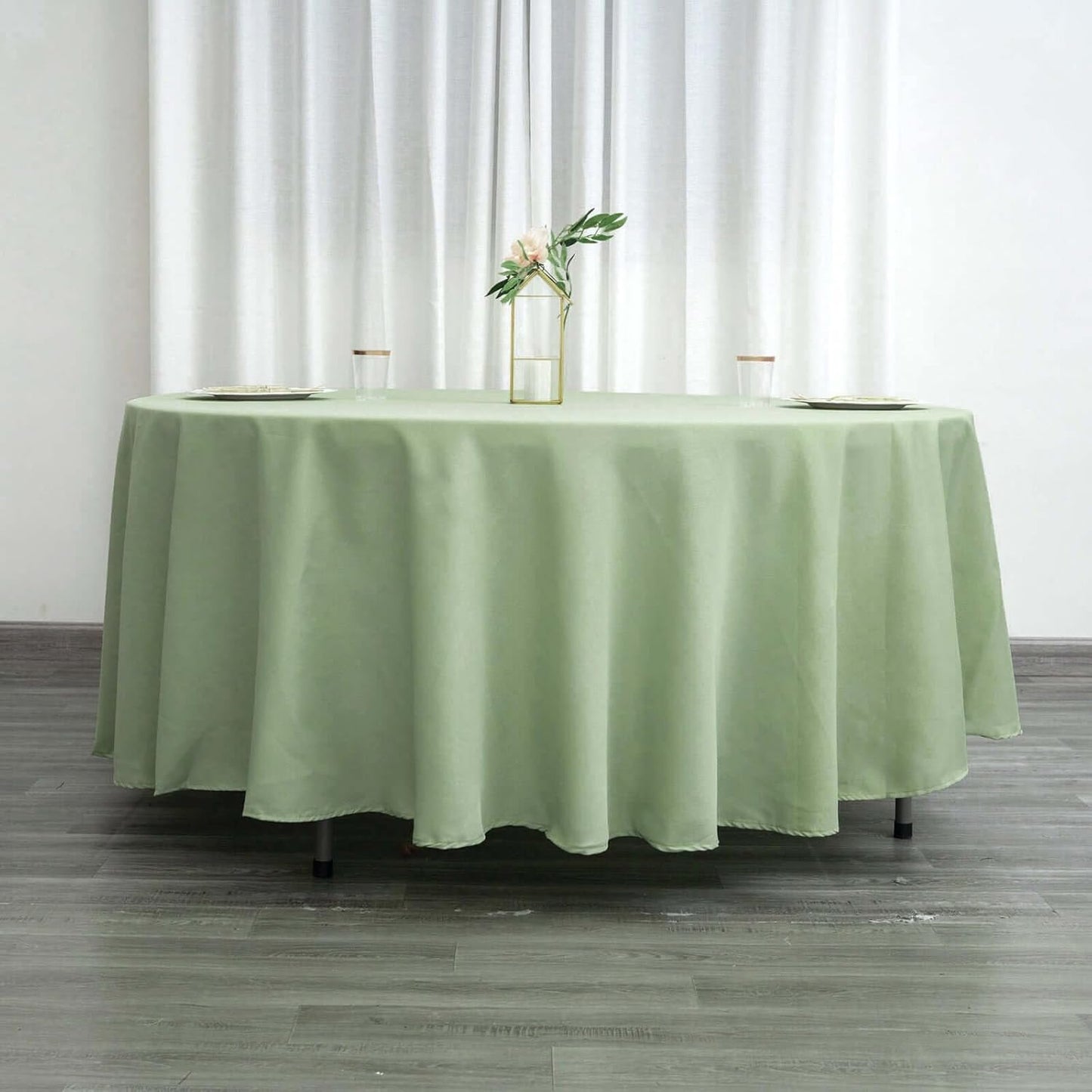 Efavormart Round Tablecloth, 108 Inch Stain & Wrinkle Resistant Washable Table Cloth, Decorative Polyester Fabric Table Cover for Banquet, Wedding, Dining- Sage Green