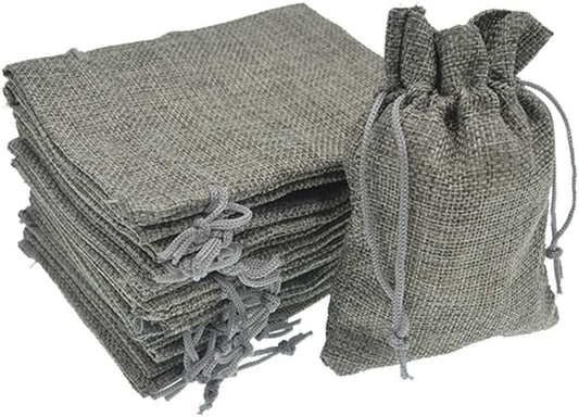 20pcs Burlap Bags 5x7 Inch, Linen Drawstring Gift Bags, Wedding Party Christmas Favor Bags Jewelry Candy Pouches Sacks (Gray)