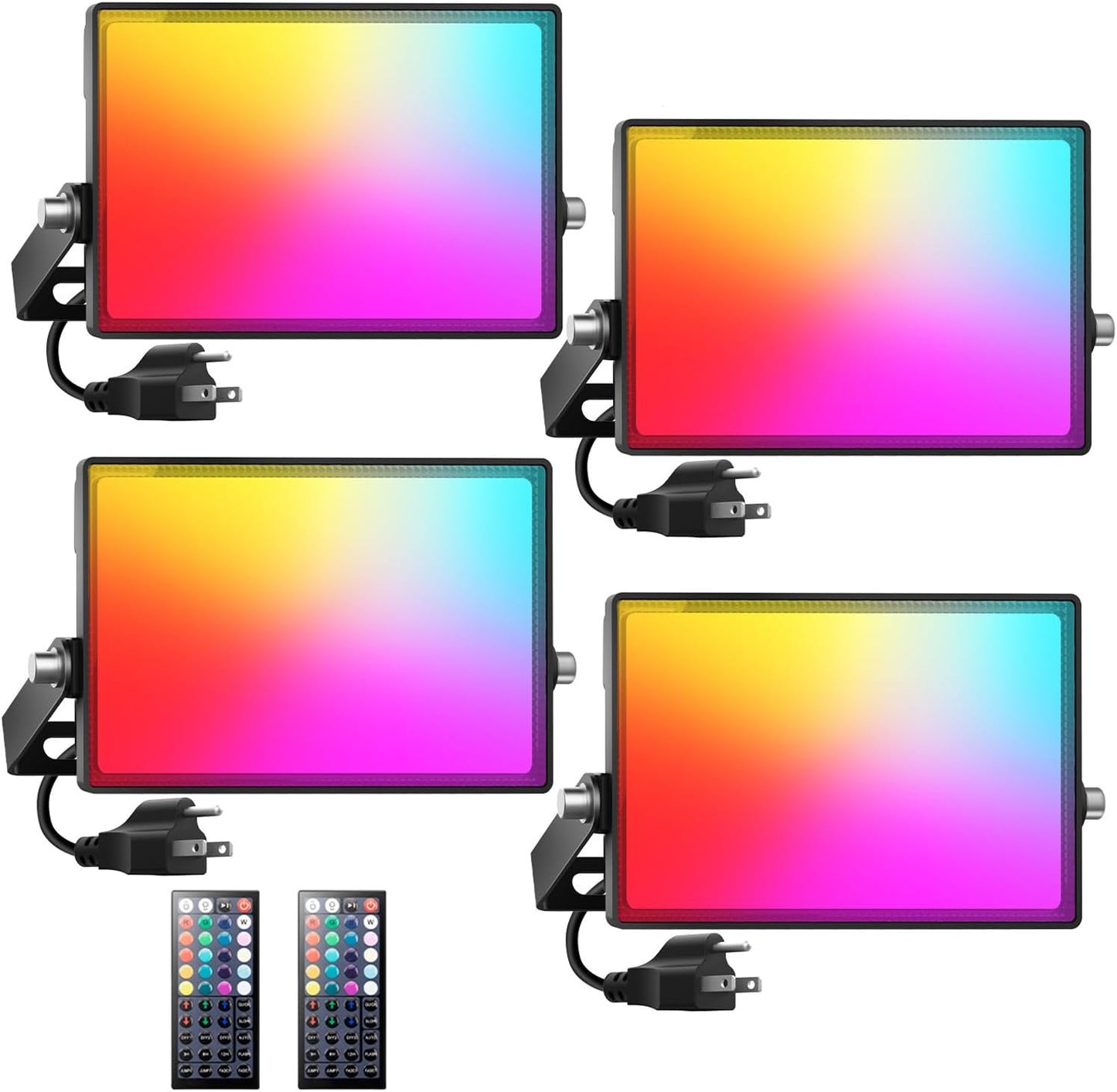 Onforu LED Flood Light Outdoor 500W Equiv, Color Changing RGBW 2700K Floodlight with Remote, Stage Lighting Uplights for Events, IP66 Uplighting Outdoor Spotlight Floor Light for Halloween 4 Pack