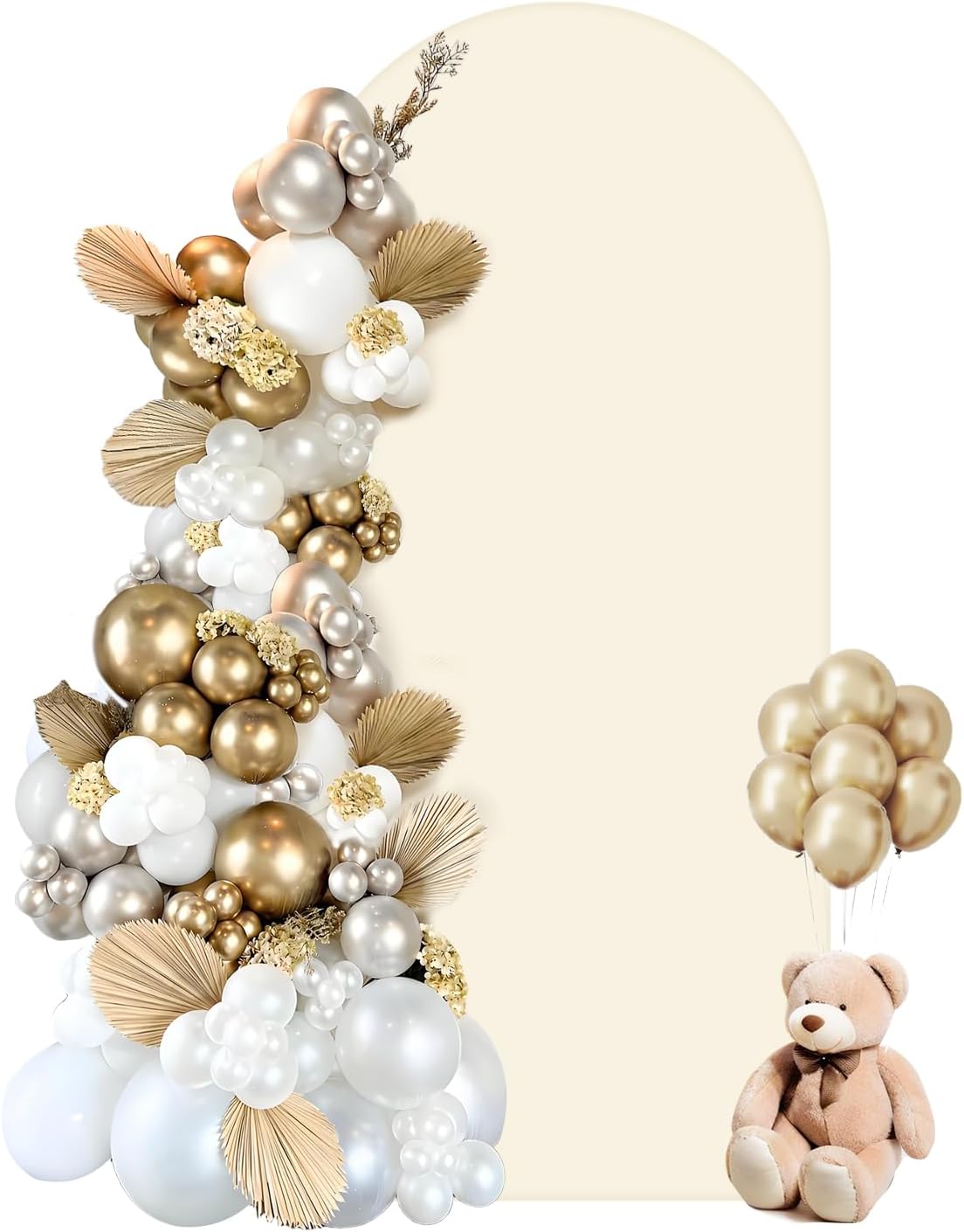 HEMMOTOP Light Beige Arch Backdrop Cover (No Arch Stand), 6 ft Spandex Arch Covers Stretchy Backdrop for Balloon Arches, Wedding, Birthday Party, Baby Shower, Banquet Arch Decoratio