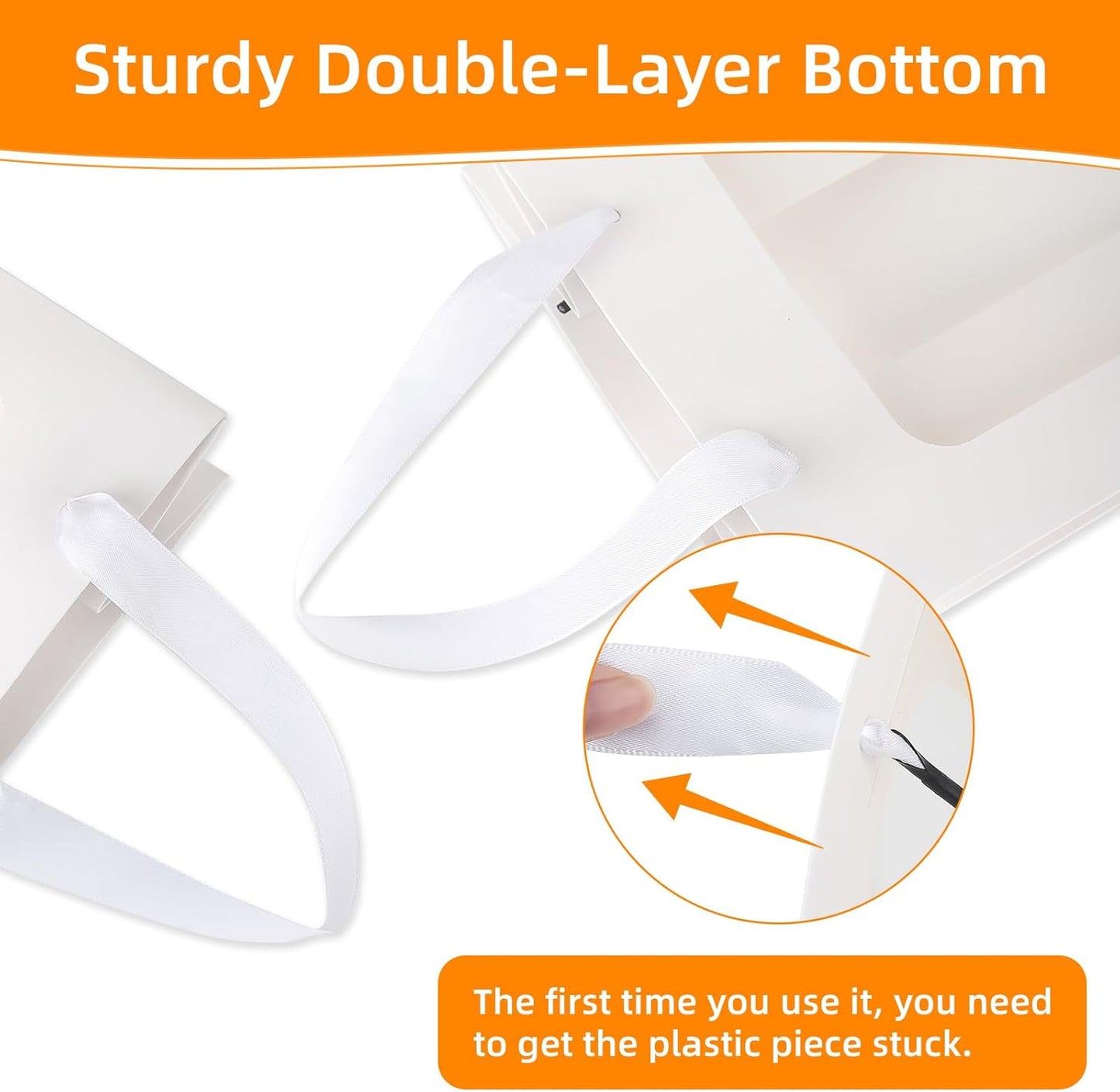 MOXARYSU 12 Pcs White Gift Bags with Clear Window: 9.8x5.1x7.1 Inch Medium Kraft Paper Bags with Handle For Party Business Birthday Wedding (White,12p)