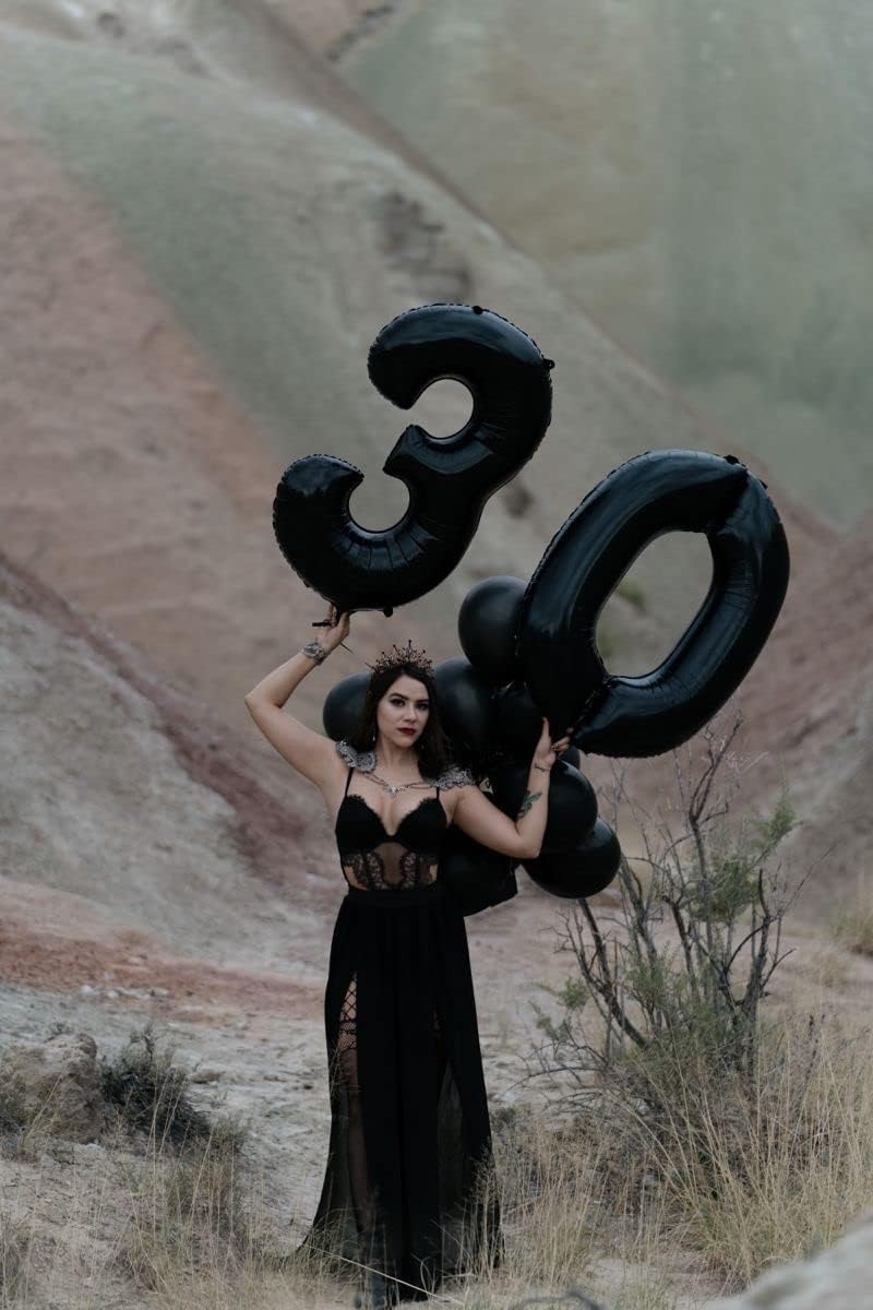 40 Inch Black Number Balloon 0-9(Zero-Nine), Big Size Happy Birthday Balloon, Foil Helium Big Number Balloon for Birthday Celebration Decorations Graduations Anniversary Photo Shoot