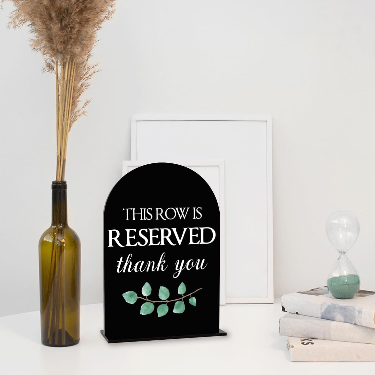 Black This Row is Reserved Sign, Reserved Seating Signs for Wedding, Engagement Bridal Shower Baby Shower Decor for Reception Reception, Weddings Acrylic Sign