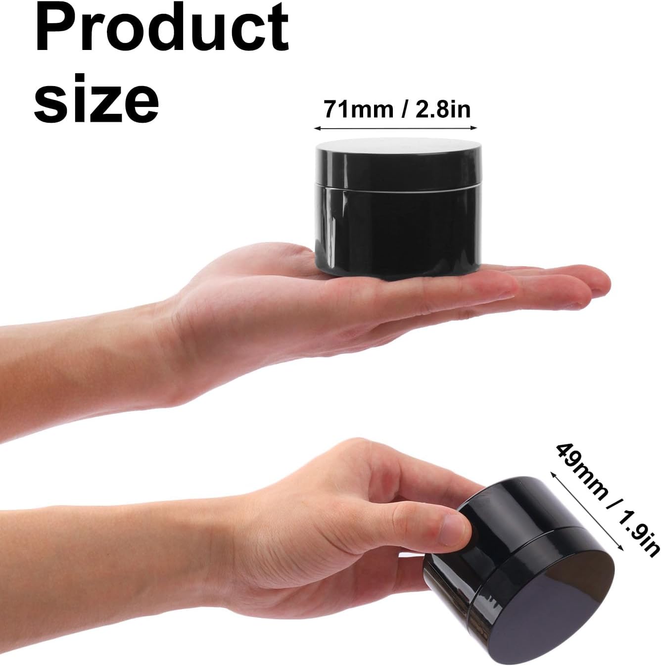 72 Packs 4 OZ Black Plastic Jars with black Lids, Body Butter Containers, Cosmetic Containers jars for Kitchen Ingredients, beads, sequins, Lotion, Cream, DIY Crafts and More by KUKLIPJIM