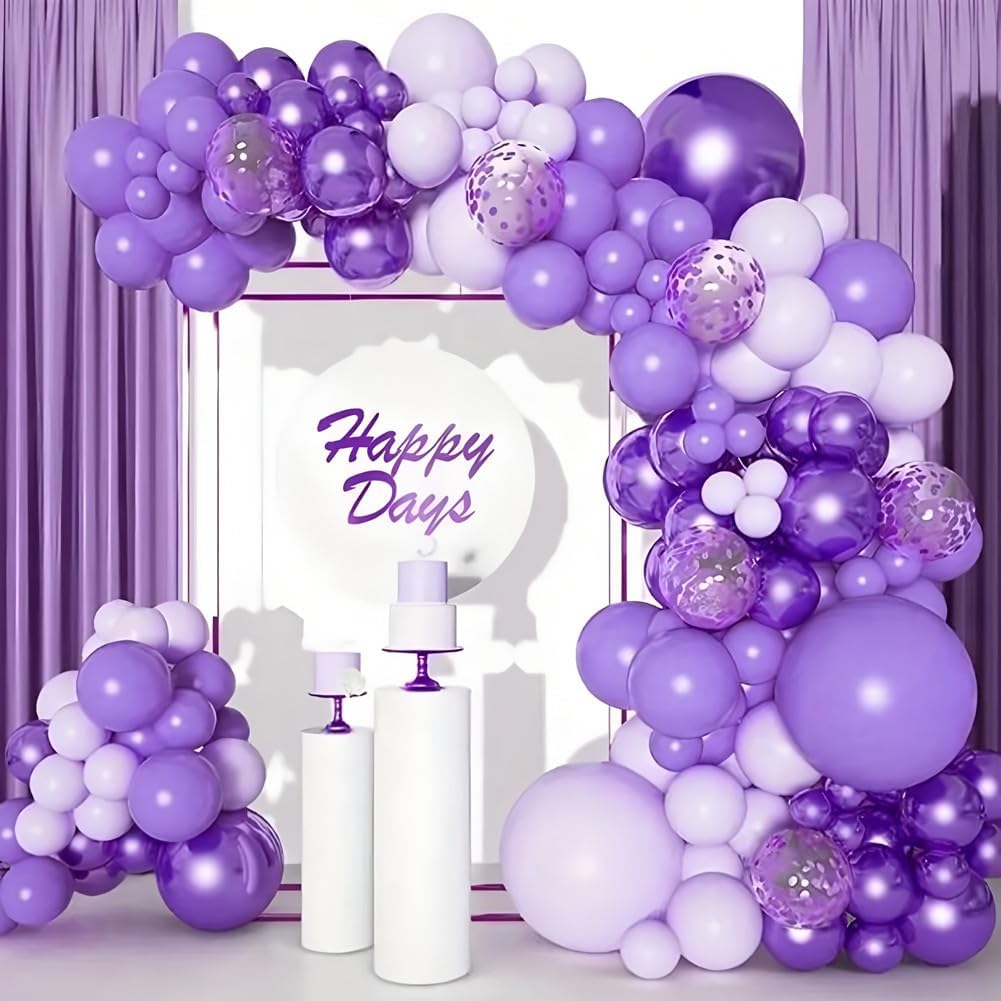 300 Pcs Purple Balloons 5 Inch Metallic Chrome Purple Pastel Macaron Light Lavender Assorted Colors Latex Balloon for Girl Birthday Wedding Anniversary Baby Shower Princess Party Decoration
