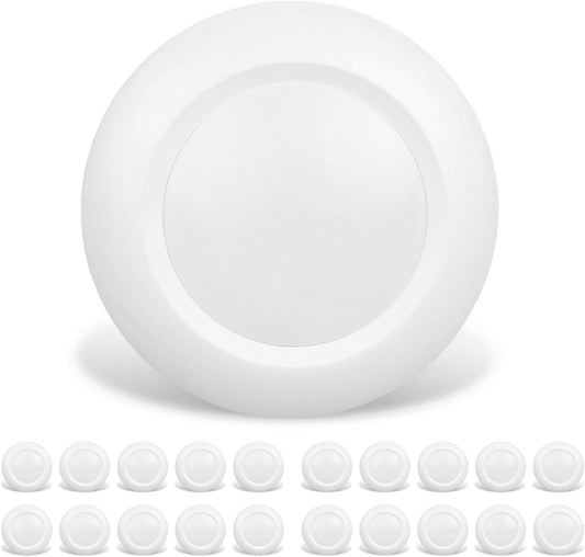 20 Packs 4 Inch LED Low Profile Recessed & Surface Mount Disk Light, Round, 10W, >600 Lumens, 4000k Cool White, CRI80, DOB Design, Dimmable, ETL Listed, White …