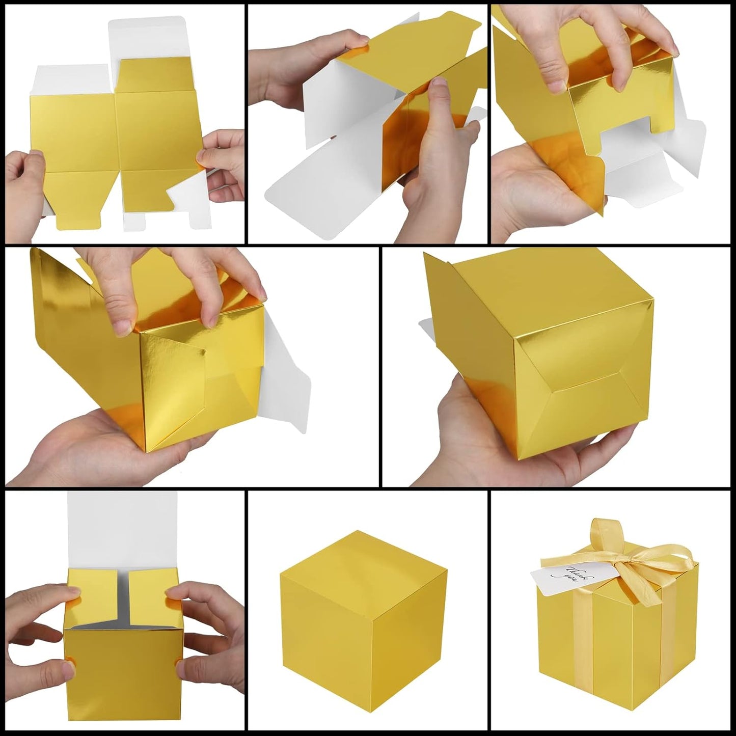 Gold Gift Boxes 5x5x5, 30 Pack Paper Gift Boxes with Lids for Gift, Bridesmaid Proposal Box, Cupcake Boxes, Gift Box for Wedding, Birthday, Groomsmen Proposal, Gifts, Packaging, Present