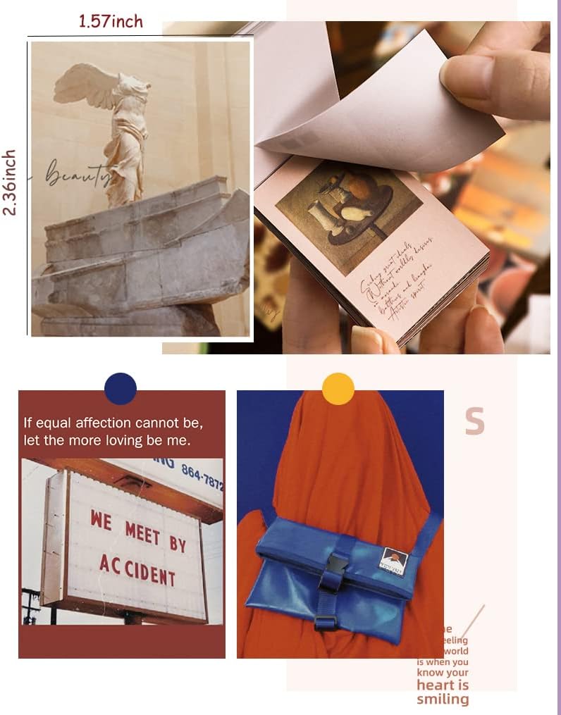 6 Sets 300 Pcs Washi Stickers Set Vintage Aesthetic Sticker Book for Journaling, DIY Decorative Paper Sticker Decals for Bullet Journal Art Scrapbooking Diary Card Craft Gift Album Notebook Stationery