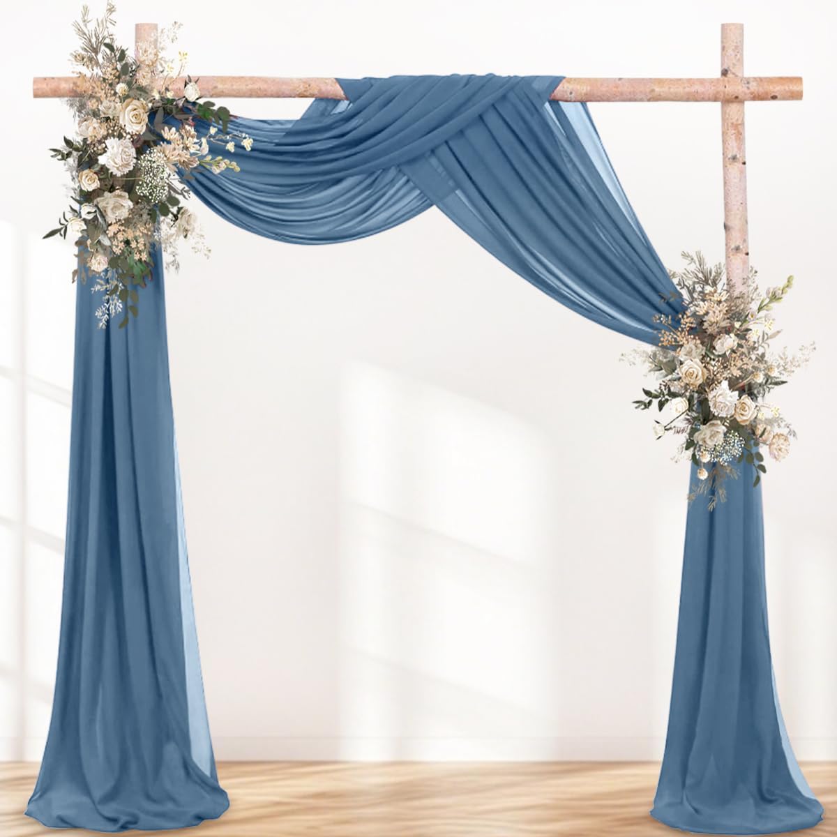 Fall Dusty Blue Wedding Arch Draping Fabric 1 Panel 29" × 20FT Sheer Drapes Outdoor Curtain for Wedding Ceremony Baby Bridal Shower Arch Ceiling Backdrop Decor