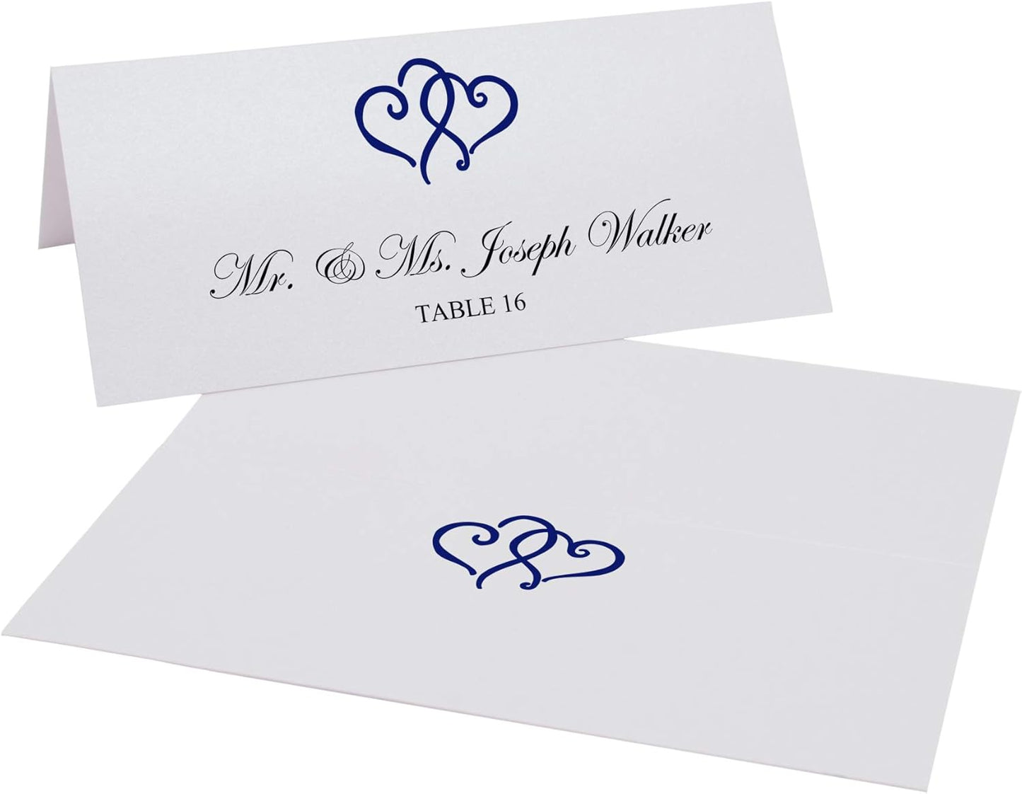 Linked Hearts Place Cards, Navy (Choose Color), Set of 60, Pre-cut and Scored - Wedding, Party, Dinner, and Special Events - Made in the USA