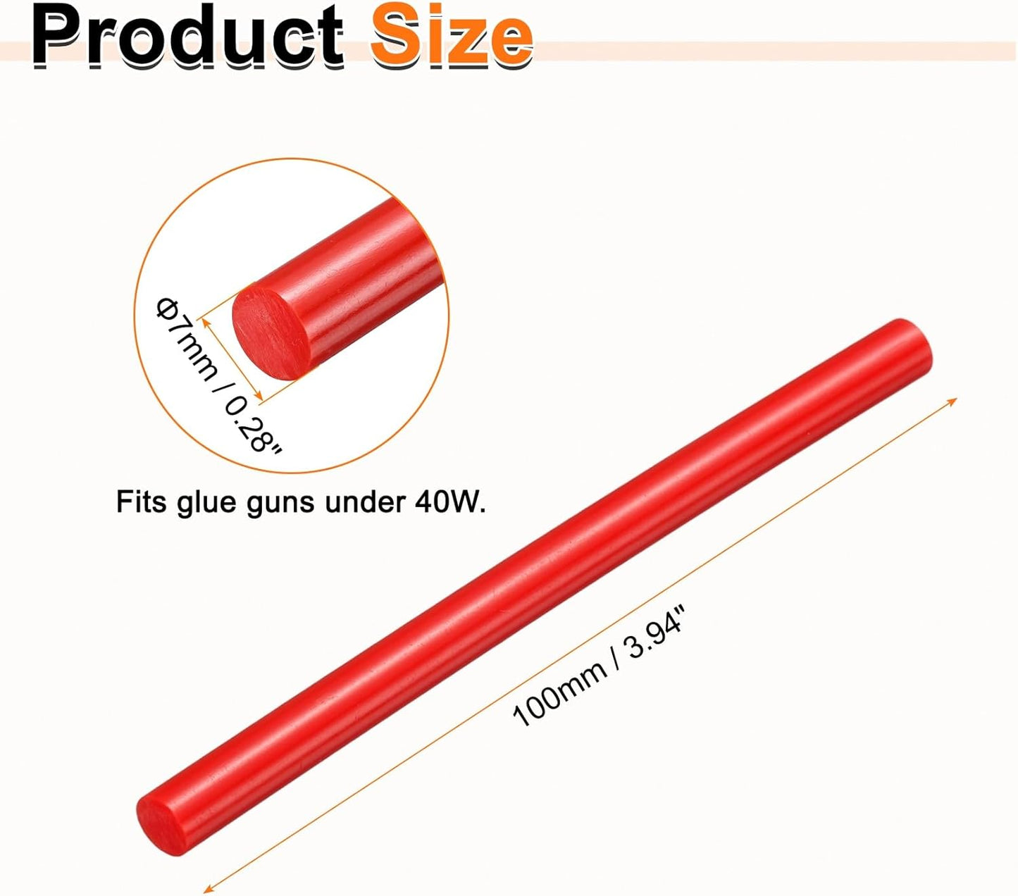 HARFINGTON 10pcs Hot Glue Sticks 0.28" Dia x 3.94" Long EVA Mini Hot Melt Adhesive Glue Stick for Hot Melt Gun Wood Plastic Glass Flowers Fabrics Foam, Red