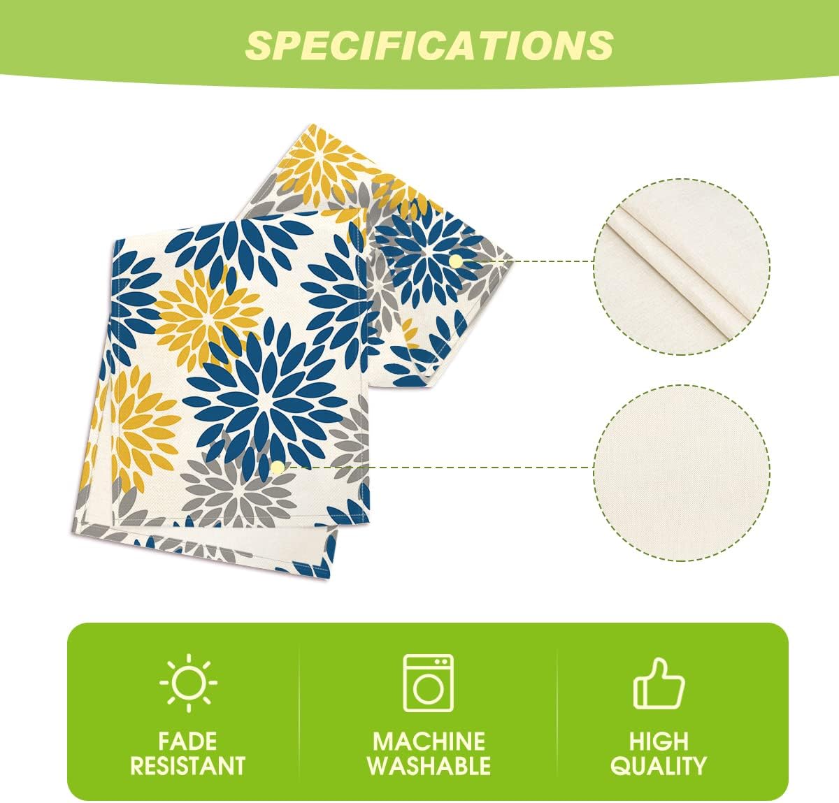 Artoid Mode Blue Dahlia Floral Pinnata Summer Table Runner, Spring Kitchen Dining Table Decoration for Home Party Decor 13x48 Inch