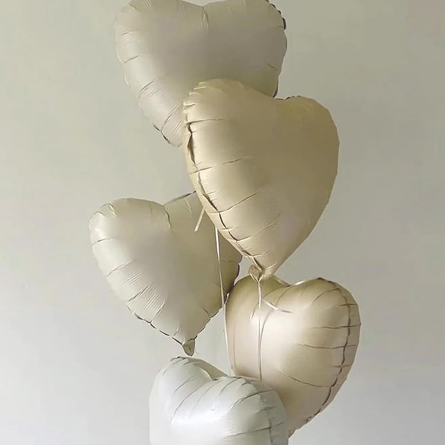 Cream Heart Balloons, 18 Inch Cream White Heart Shape Balloon, 12PCS Large Sand White Helium Foil Heart Romantic Balloon for Girls Birthday Baby Shower Wedding Engagement Anniversary Party Decoration