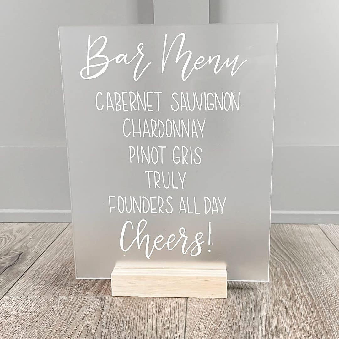 10 Pack 8x10 Inch Frosted Acrylic Signs Blank, DIY Blank Frosted Acrylic Sheet Sign 1/8 inch Thick for Wedding Reception Sign Party Events(Wood Stand NOT Included)