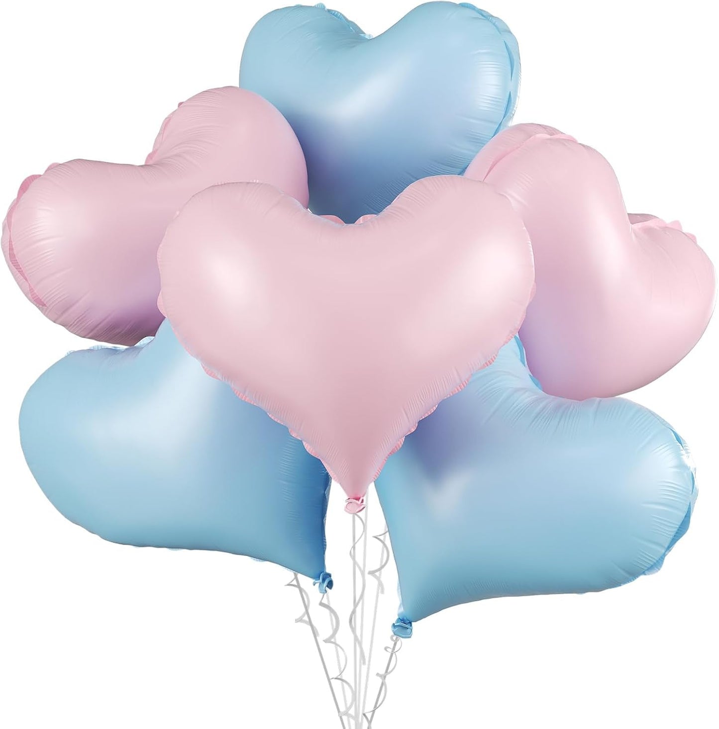 Pink Blue Heart Balloons,24Inch Large Pink Heart Foil Balloons for Valentine's Day Birthday Wedding Baby Shower Anniversary Party Decorations