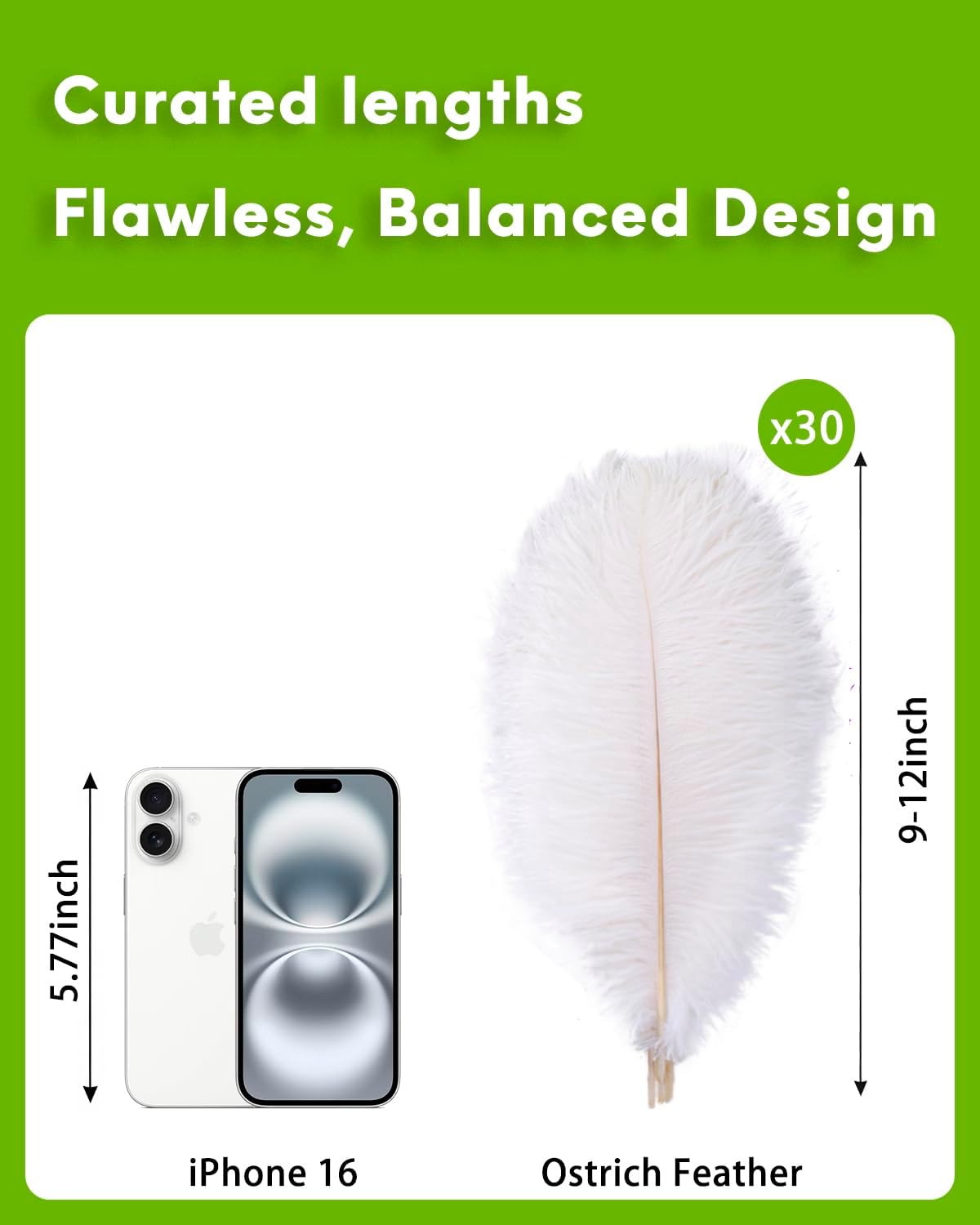 NEWONG 30pcs White Ostrich Feathers Natural Bulk 9-12inch(23-30cm) Vase Craft Wedding Home Party Centerpieces Christmas Day Decoration