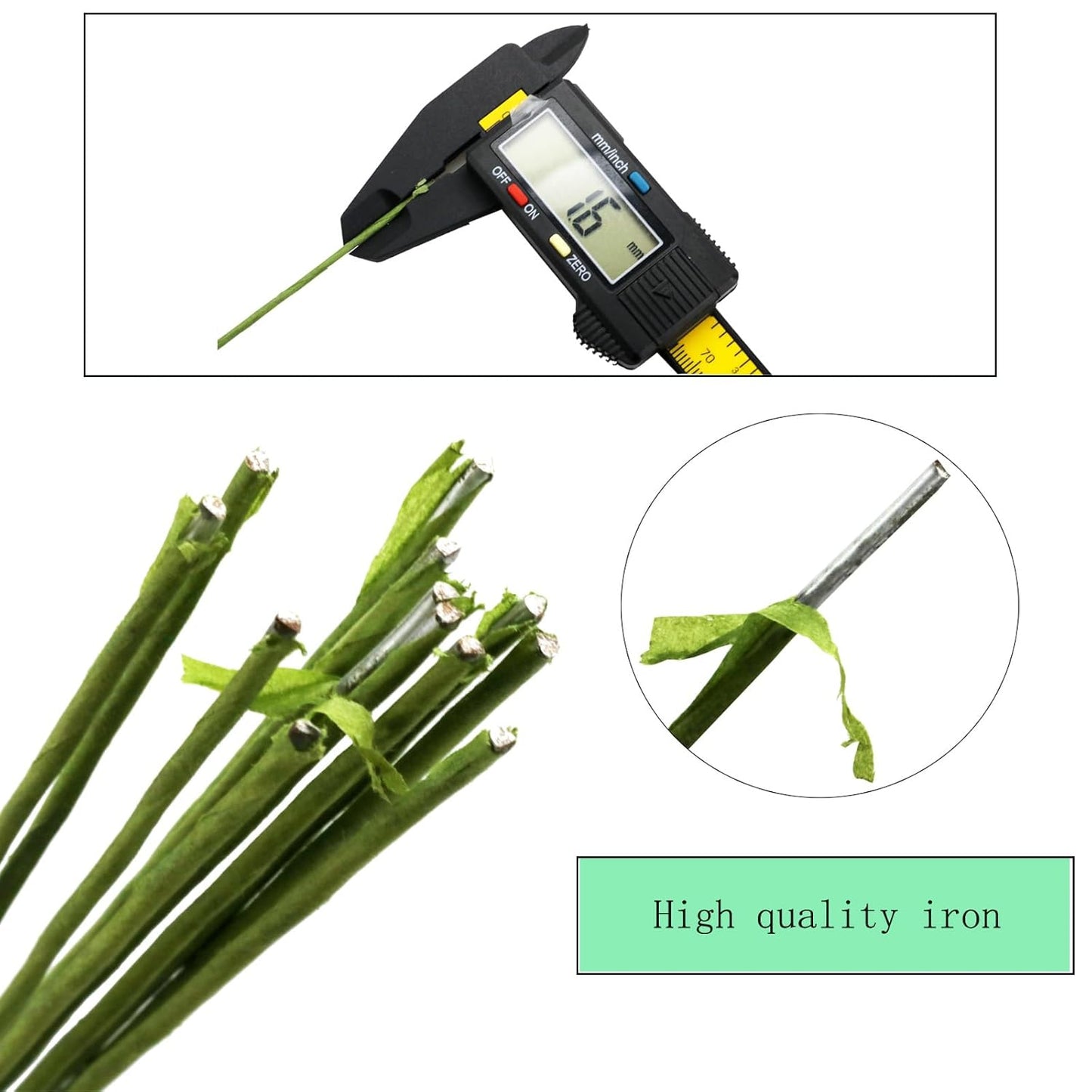 50/Package Floral Stems Wire for Paper Flower 16 Gauge Green Floral Paper Wrapped Wire 16 inch Artificial Crafts Wire Wreath Making Supplies for Wedding DIY