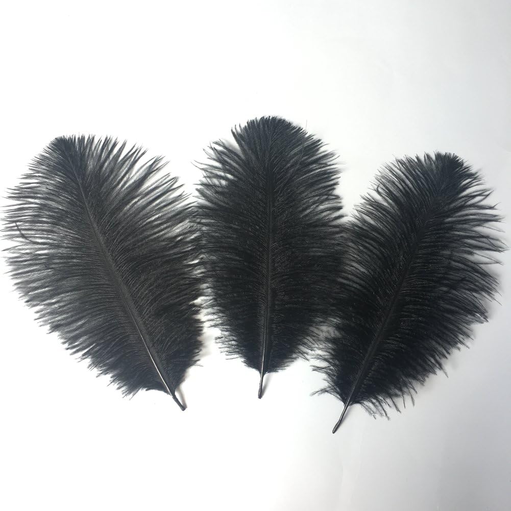 Sowder 8-10inch(20-25cm) Ostrich Feathers Plume for Wedding Centerpieces Home Decoration Pack of 10pcs(Black)